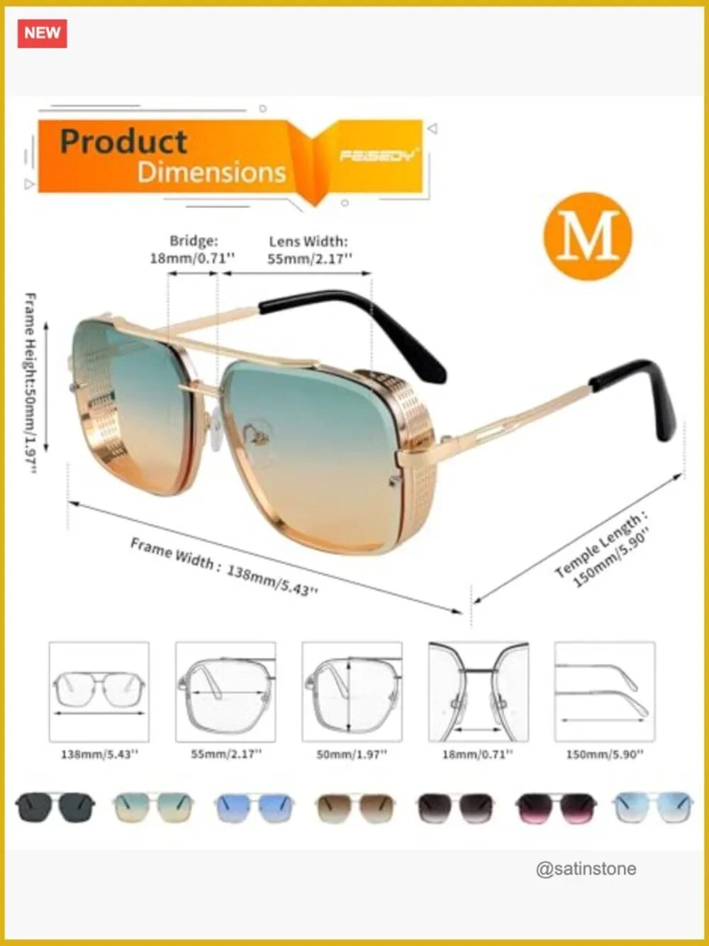 Metal Frame Polarized Sunglasses Vintage Square Aviator Driving Fishing